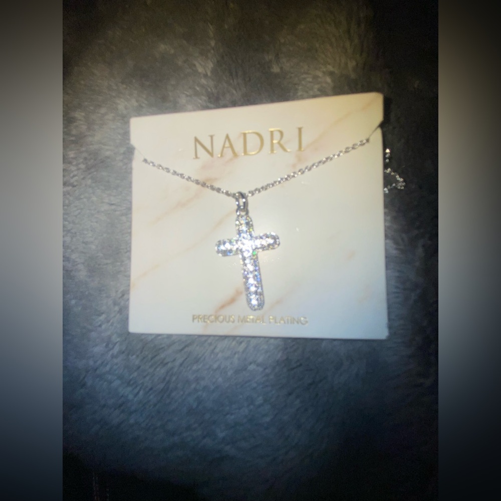 BNWT Nadri Sparkling Crushed Pavé Cross Necklace $80